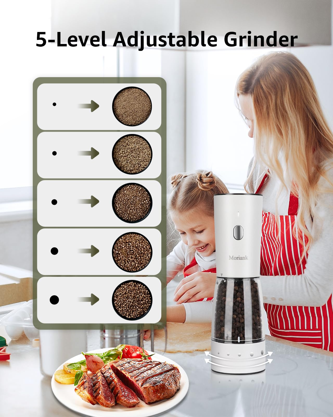 Ensemble Moulin à Sel Et Poivre électrique - Moulin à épices - Acier Inoxydable