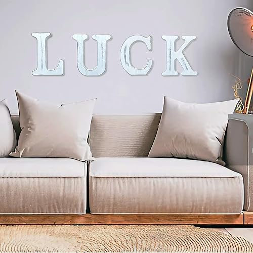 Miniatura 4 de WOODOUNAI Letras de madera rústica blanca de 6 pulgadas, letras de madera sin terminar para decoración de pared, letras de pie retro blancas