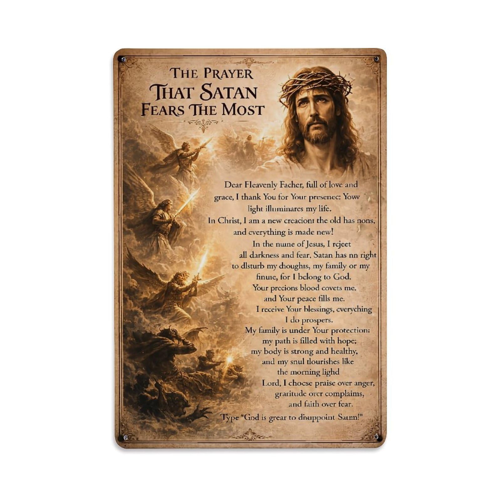 Nestemfo Vintage The Prayer That Satan Fears Most Tin Sign Metal Sign, Living Room,Bar, Home, Bedroom Wall Decor,Retro Metal Poster 8X12 Inches