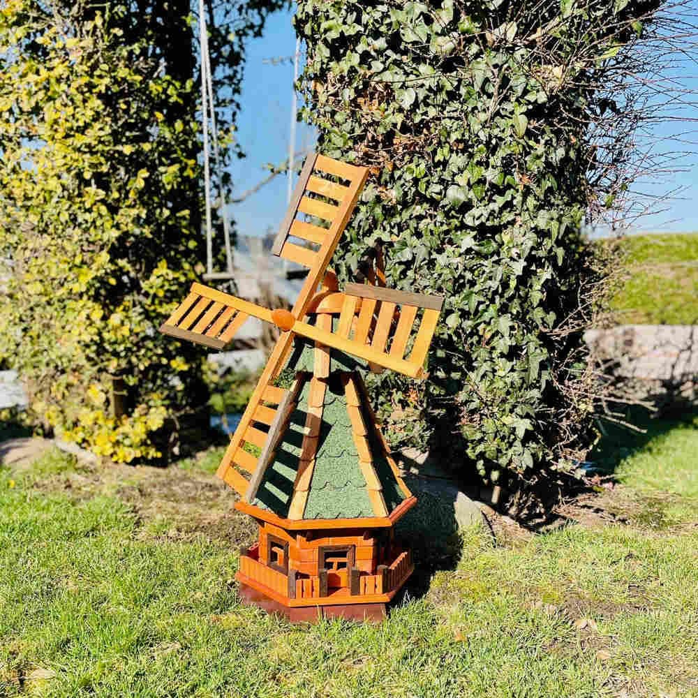 Molino de viento decorativo para jardín, de madera, con rodamiento de bolas, color marrón, tamaños (verde XL)