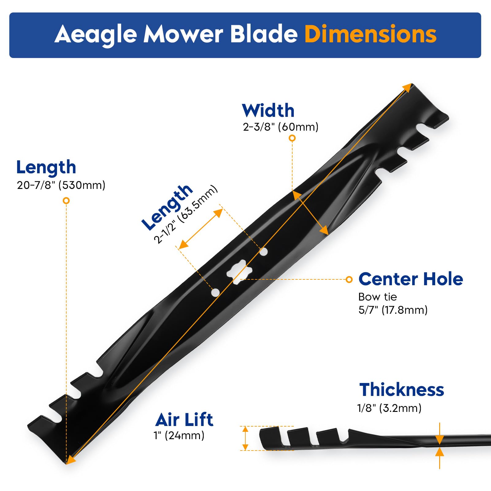 AEagle Cuchilla cortacésped para cubierta de 21 pulgadas MTD Cub Cadet Troy Bilt CC999ES SC500E CC949 CC989 942-0741A 942-0741 742-0741 2 unidades
