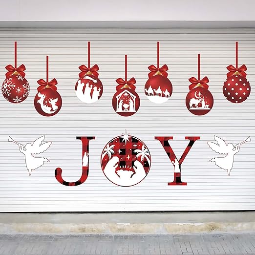19Pcs Merry Christmas Garage Decoration Magnet Stickers Joy Winter Holidays Garage Door Magnets Decals Snowflake Magnet Refrigerator Stickers for Xmas Party Home Car Garage Door Decor