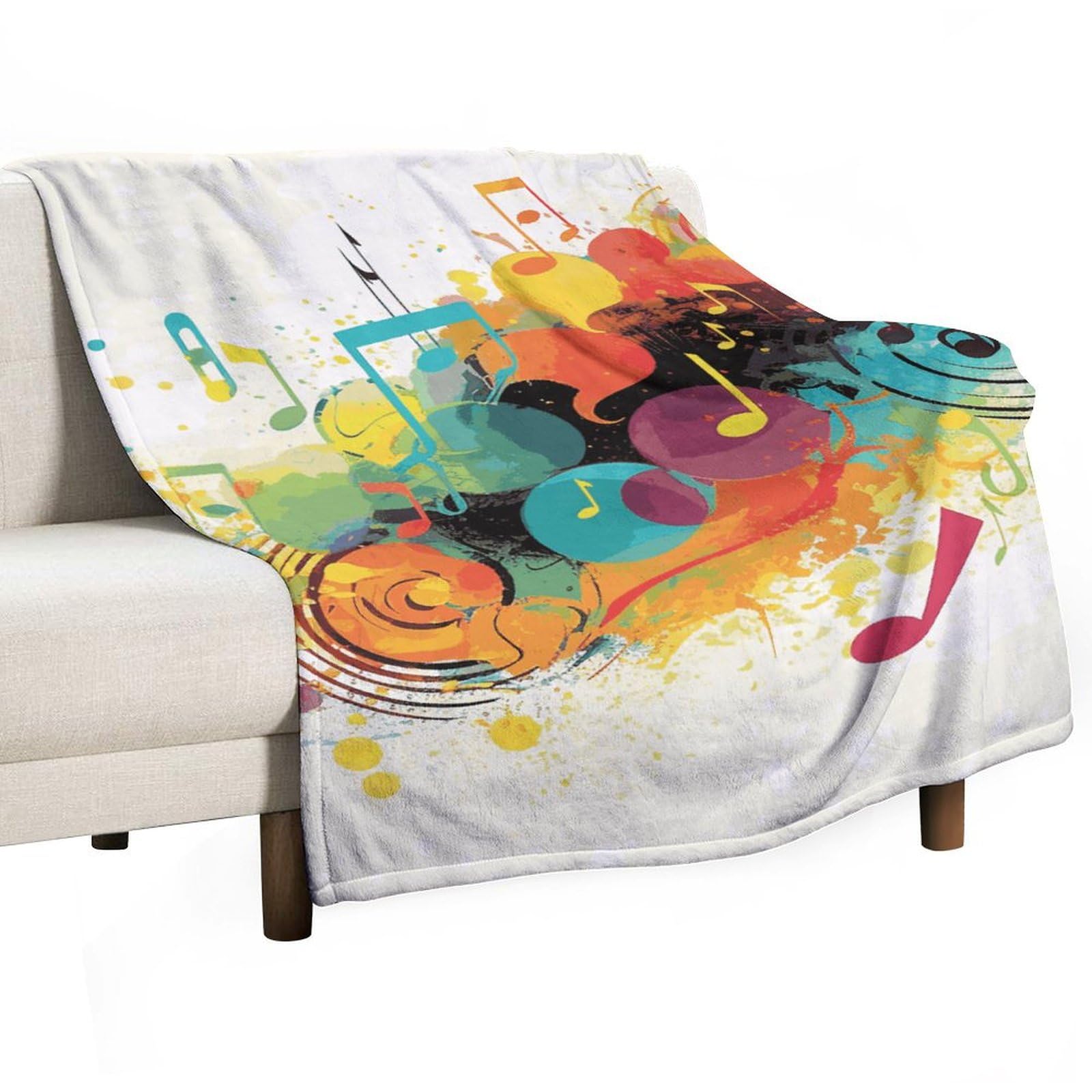 Couverture polaire en flanelle épaisse au motif artistique de musique abstraite haut de gamme