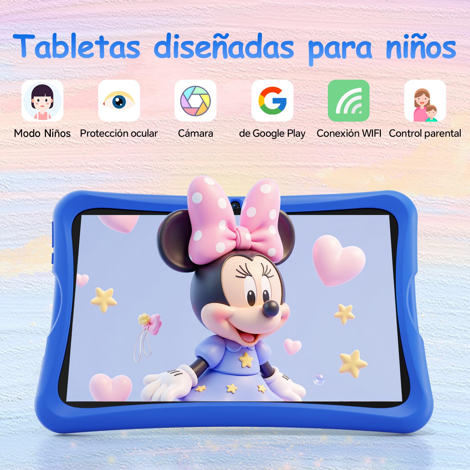 DigiLand Tableta para Niños de 10,1 Pulgadas, Tabletas Android 15 con Funda Protectora, 6+32GB,Pantalla IPS 1280*800,Cámara dual 2MP+5MP,6000mAh, Tableta Aprendizaje con Control Parental e iWawa(Azul)
