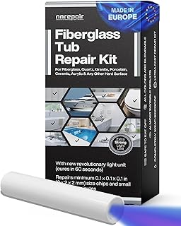 Fiberglass Tub Repair Kit (Clear, White Acrylic & Dark White Color) - Fix Your Defect Like a Pro I Suitable for Most Repairs I Upgraded Light Unit