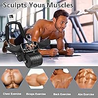 Vista 7 de 2025 New Ab Roller Wheel with Knee Mat &Timer, Automatic Rebound Abdominal Wheel, Ab Abdominal Exercise Roller with Elbow Support, Abs Workout Black