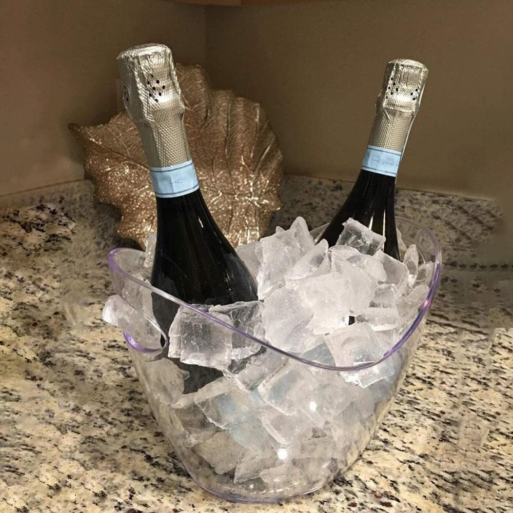 Cubeta de hielo Cubo de vino transparente Cubos de champán Cubo de bebidas Cubo de hielo Cocina Vino Botella de cerveza para el hogar Hotel Ktv Pub Cubos de hielo con aislamiento de acero inoxidable