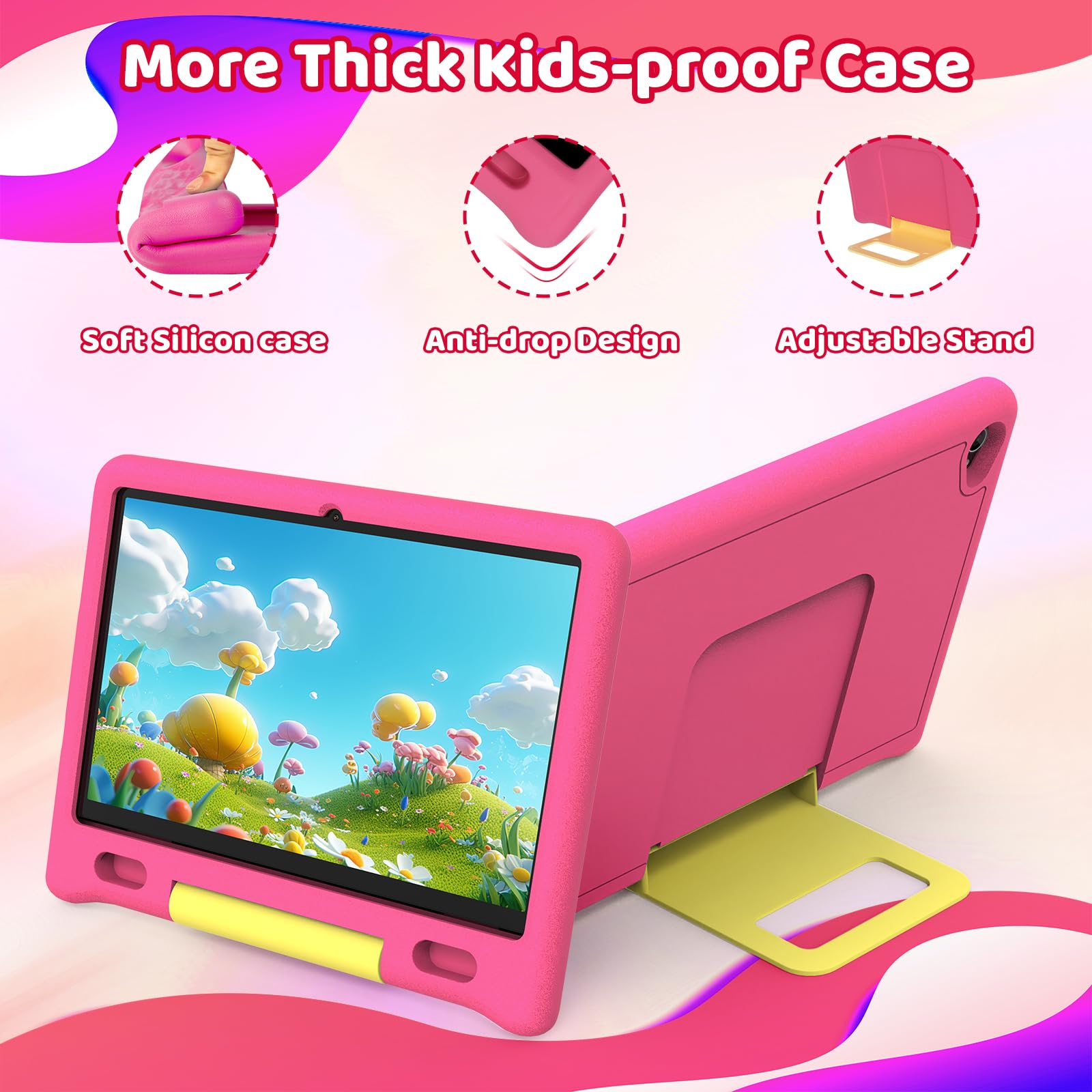Octa Core - Tablet per bambini da 10 pollici con 16 GB di RAM, 128 GB di ROM, TF da 1 TB, Android, Wi-Fi 6/BT 5.3, Widevine L1, 5000 mAh, controllo parentale