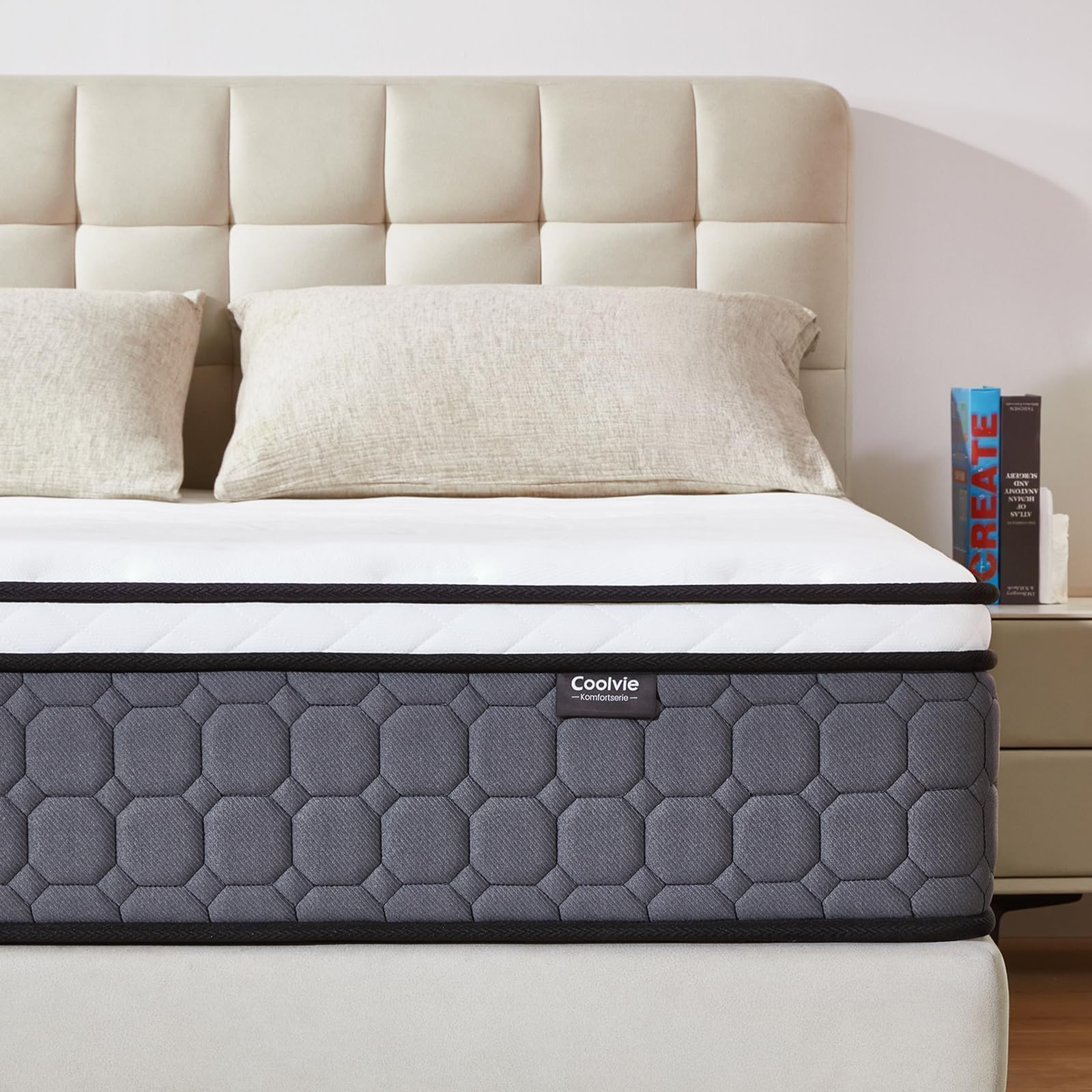 Coolvie Matratze 120x200 HäRtegrad 3-4 - Oeko-Tex-Zertifizierung - 25cm Hoch 7 Zonen Taschenfederkern Federkernmatratze - Ideal für Jugendliche, Kleine Einzimmerwohnung, Tatami-Zimmer mit Erkerfenster