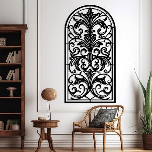 Miniatura 2 de Arte de pared de metal con arco de ventana, decoración de pared de desplazamiento de metal grande, decoración de pared de desplazamiento de granja