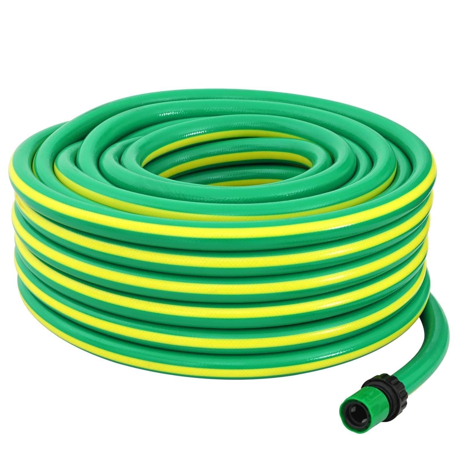 Yuoghrtfe Green 5-Ply Pvc Garden Hose 3/4 Inch 100M And Yellow, Abrasion And, Lightweight Kink-Proof Design For Watering Plants, Car Washing, And Outdoor Cleaning