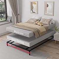 Vista 8 de Tyndall Box Spring - Base de colchón individual de metal de 7 pulgadas, base de colchón resistente de 3000 libras con cubierta de tela, fácil