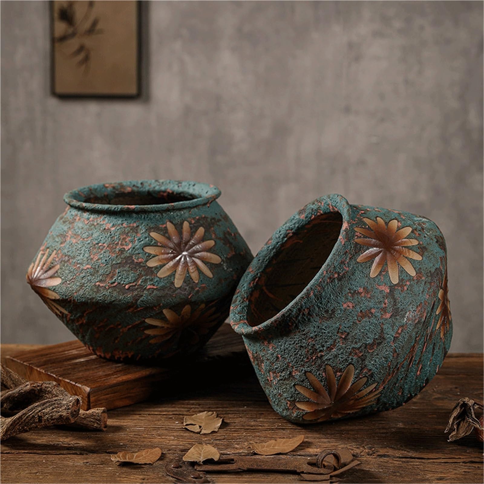 Doniczki zewnętrzne Dekoracje wazonów ze słonecznikiem Ceramiczne donice Wystrój domu w stylu vintage Doniczki