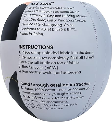 Miniatura 3 de Art+soul Tinte para tela todo en uno, azul mezclilla de 12.35 onzas (paquete de 1), polvo teñido específico para lavadora, crea sin esfuerzo un