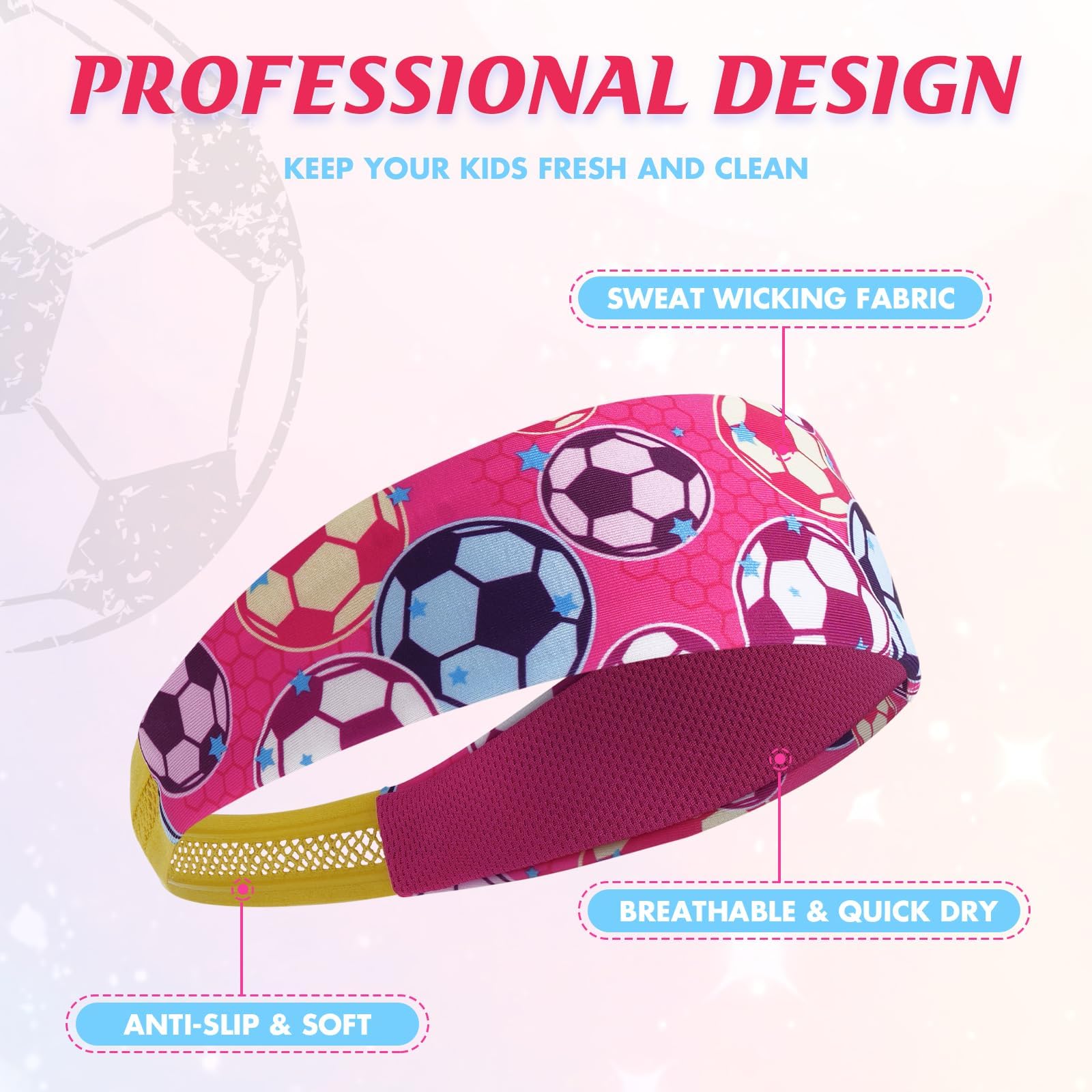 Kids Sports Headbands for Boys - Soccer Sweatbands for Kids, Athletic Headbands for Running, Basketball, Football, and Outdoor Play, Ages 4-9 - 3