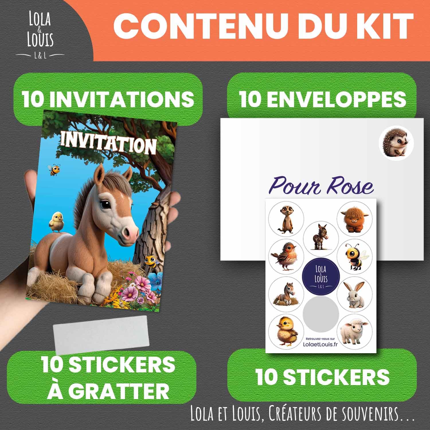 Lola et Louis L&L 10 cartes invitation anniversaire fille Lola et Louis L&L 10 cartes invitation anniversaire fille