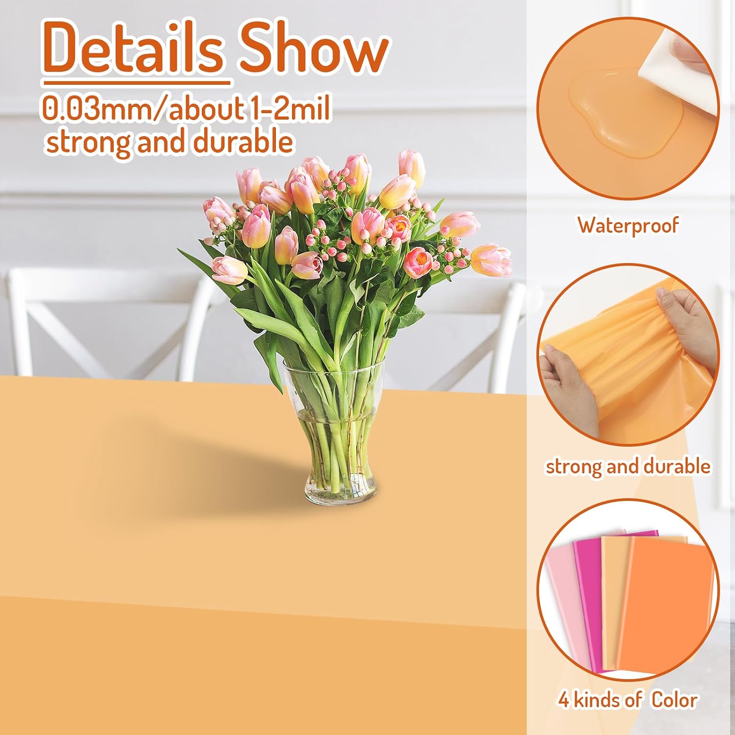 Whaline 16Pcs Pink and Orange Plastic Tablecloth Tequila Color Rectangle Table Cover Waterproof Table Cloth for Parties Decoration Supplies, 54 x 108 Inch