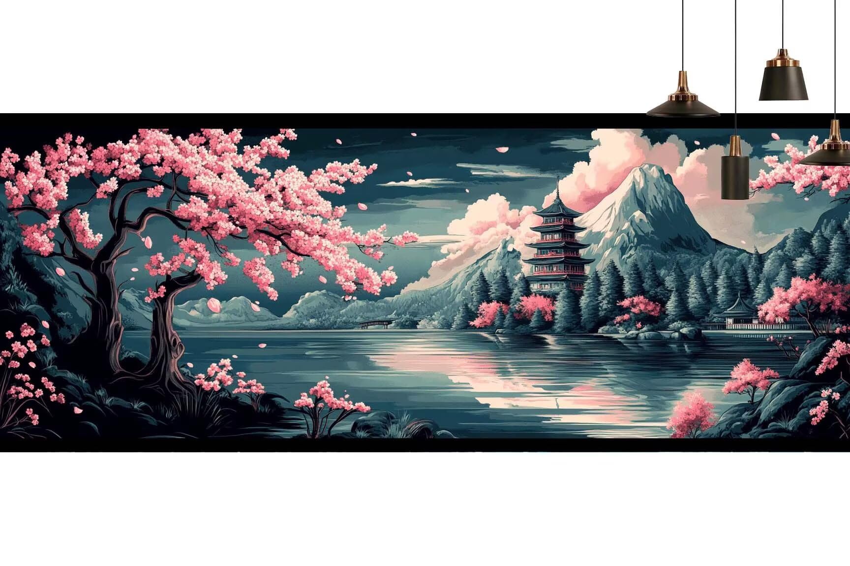 Japon Diamond Painting Fleur Diamond Painting Enfant Broderie Kit Complet, 5D Peinture Diamant Point de Croix Cristal Artisanat,DIY Tableau Strass Diamant Canevas Débutant Kit, Gifts 40x120cm M683