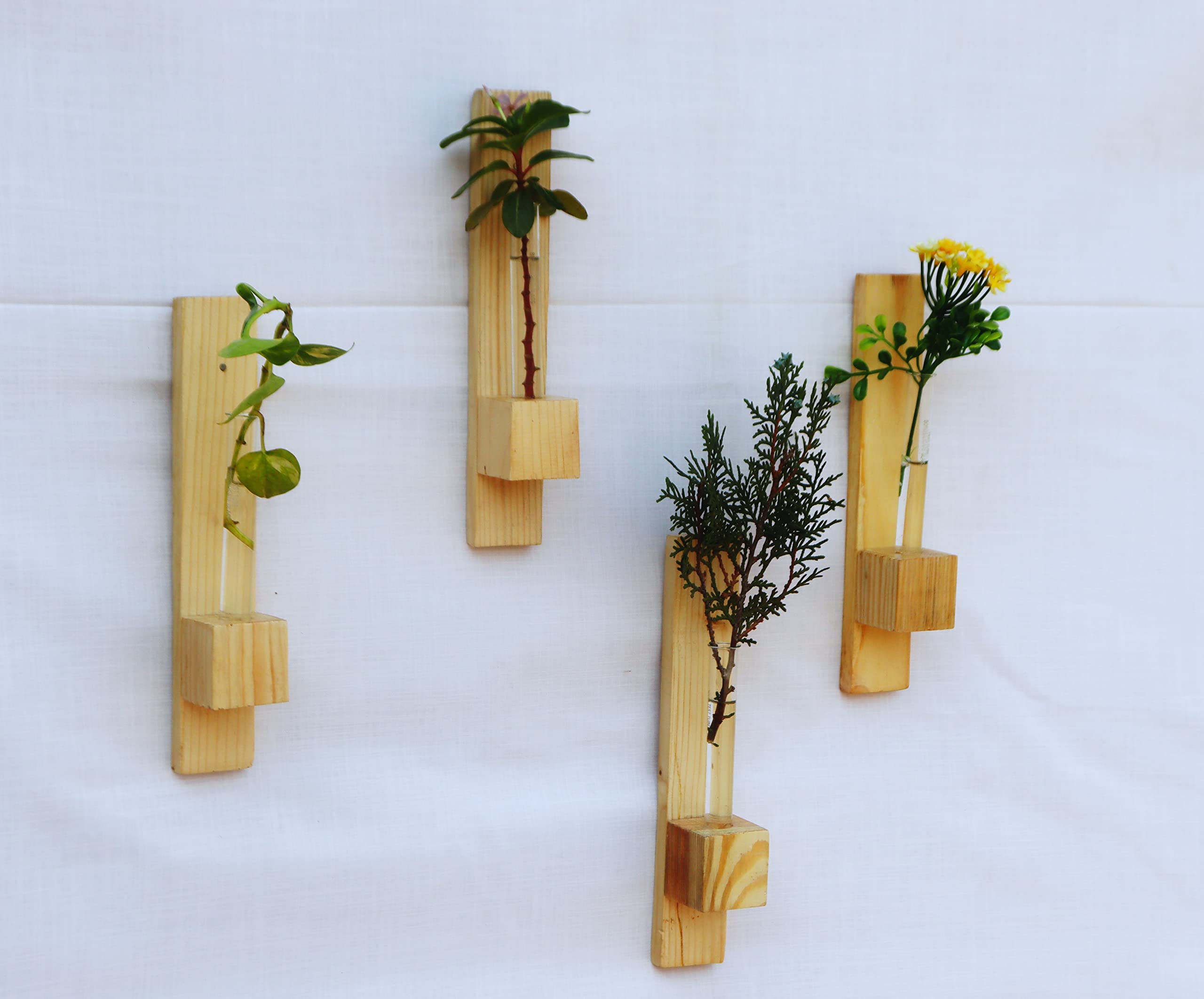Decorous Shoppee Wooden Wall Hanging Planter Holder/Wall Mounting Test Tube Planter Vine for Living Room/Bedroom/Balcony/Kitchen Planter Stand with Pine Wood with Set of 4 (B0BVJ7Y31Q) Amazon Price History, Amazon Price Tracker