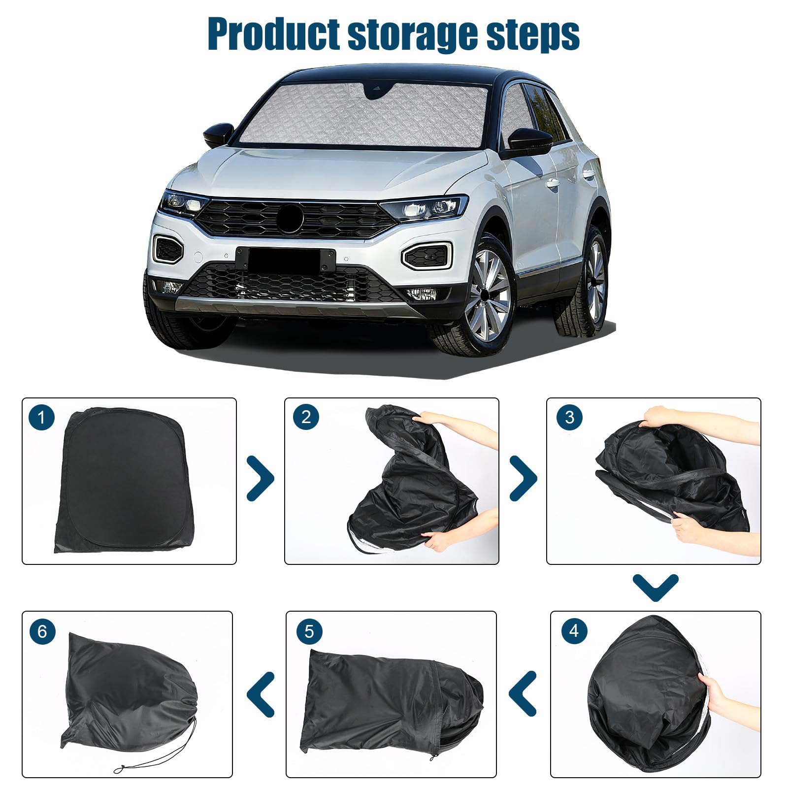 Pare Soleil Voiture Interieur pour VW T-Roc 2018-2025, 3 Pièces Protection Solaire Pare-Brise Thermiques Occultante Bloquer Rayons UV et Garder Votre Véhicule au Frais
