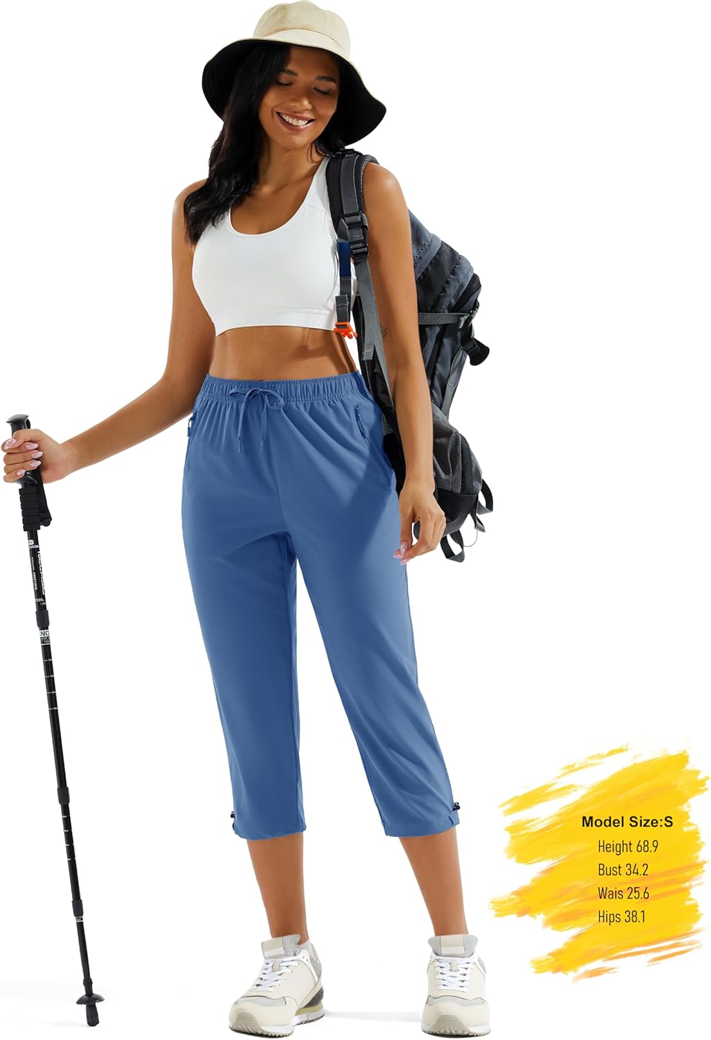 MAGCOMSEN Women's Hiking Capris Pants UPF 50+ Lightweight Quick Dry Workout Travel Summer Casual Pants Zipper Pockets - Image 6