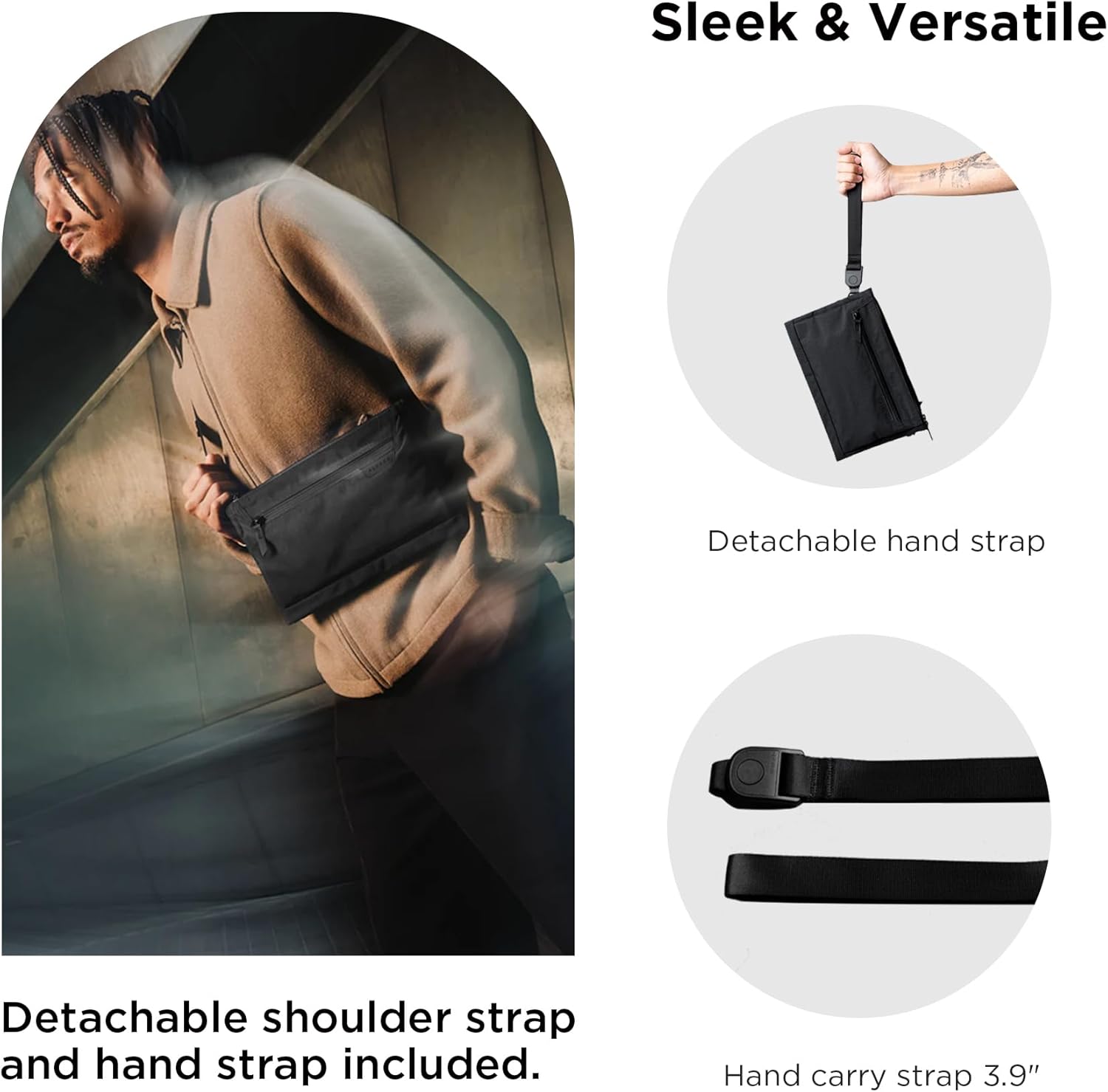 ALPAKA Zip Pouch Max V2 - Black Axoflux 210D Water Resistant Fabric, Weatherproof YKK Zippers,Front Zip Pocket, Compact Men Sling Bag - Passport Holder & Travel Wallet Pouch for Family Men - Image 7