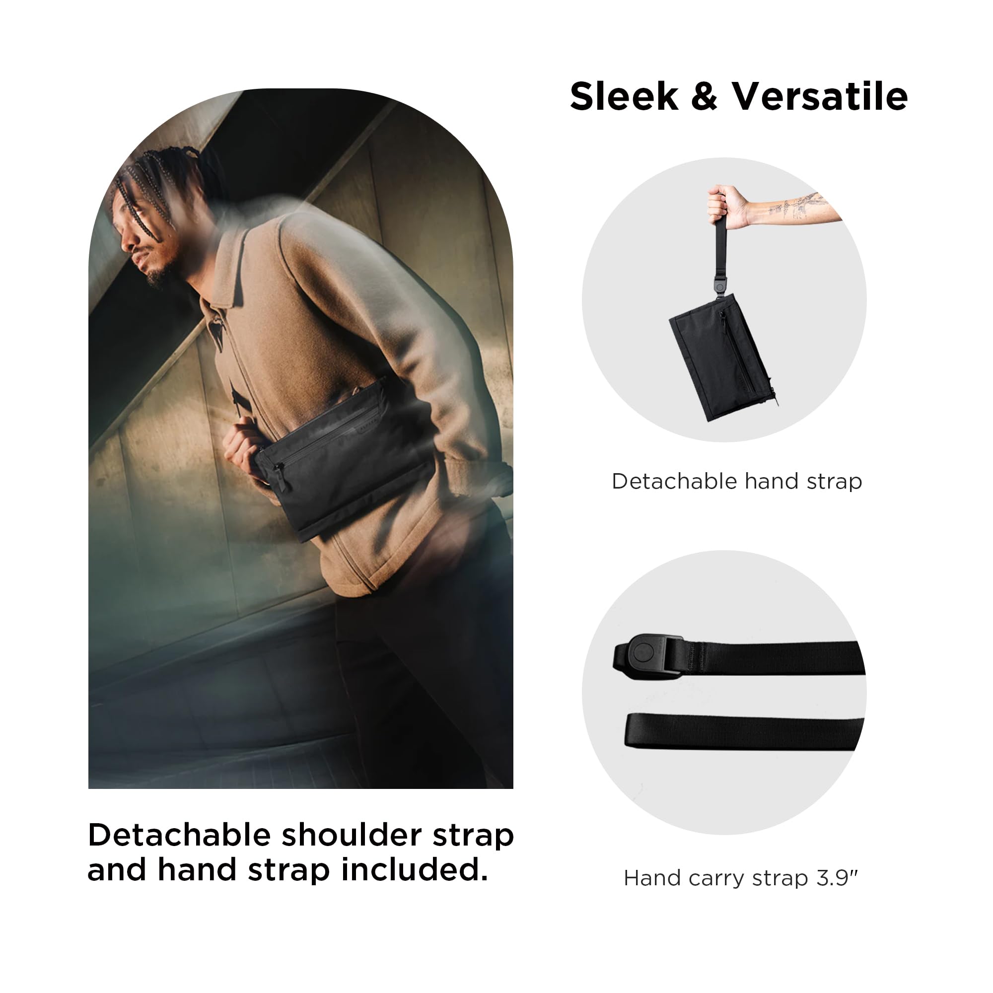 ALPAKA Zip Pouch Max V2 – 2L Umhängetasche Herren Klein | Sling Bag, EDC Schultertasche, für iPad mini, Reise & Alltag, wasserdicht, Schwarz