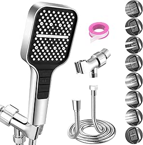 VEHHE Shower Head Powerful Flow With Beads Filter Pressure Boosting Shower Head Spray With 3 Modes