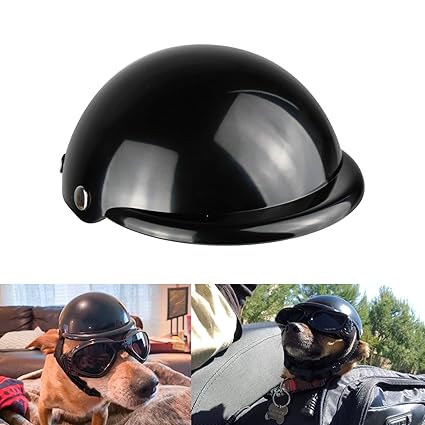 Enjoying Pet Helmet - Motorcycle Dog Helmet Bike Cat Hat Riding Doggie Cap Black, Small