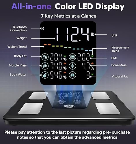 Miniatura 3 de GE - Báscula inteligente para peso corporal: báscula de baño digital de 8 electrodos para grasa corporal, IMC, masa muscular, analizador completo de
