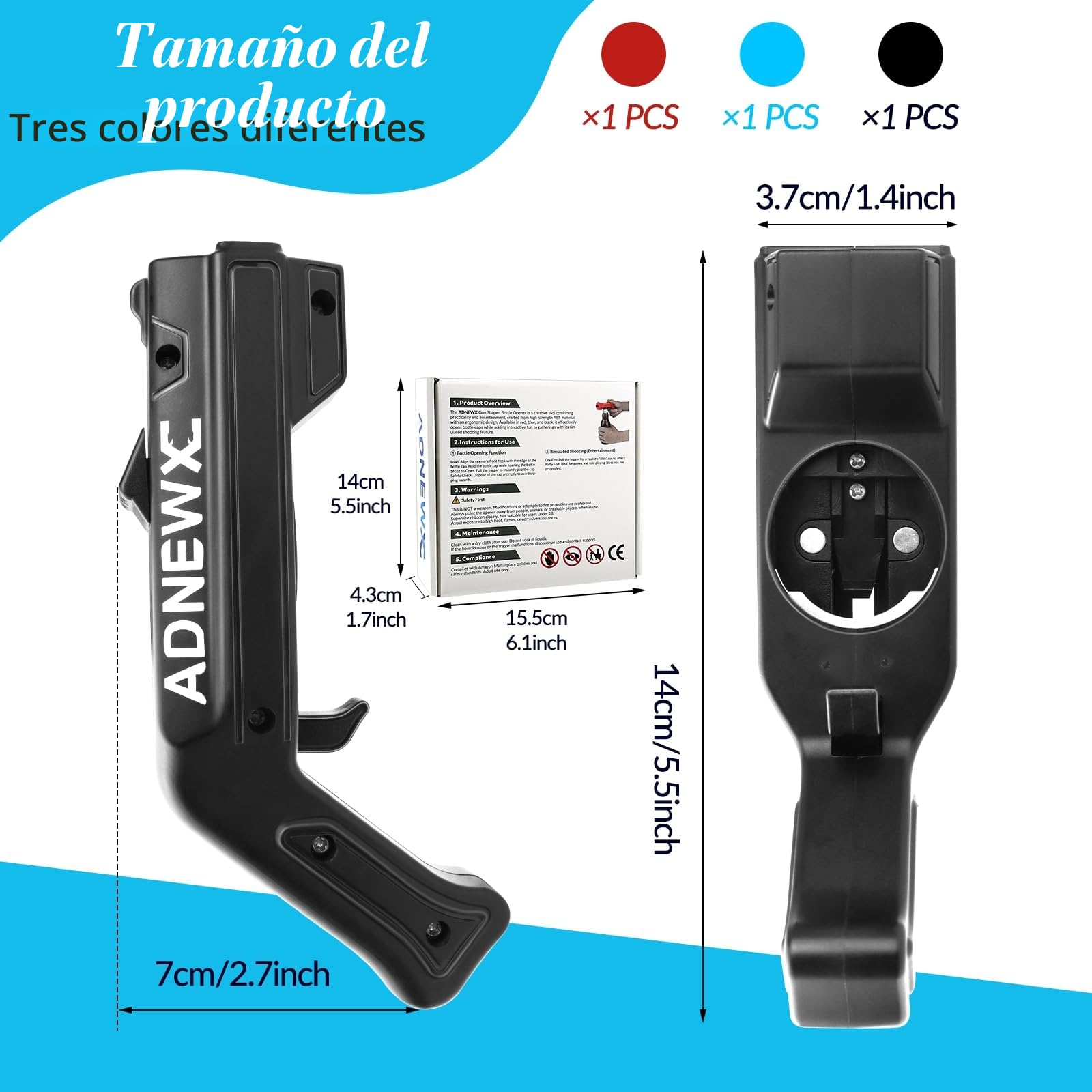 ADNEWX Abrebotellas Pistola, Abridor de Botellas de Cerveza Estilo Mecha, Diseño de Pistola