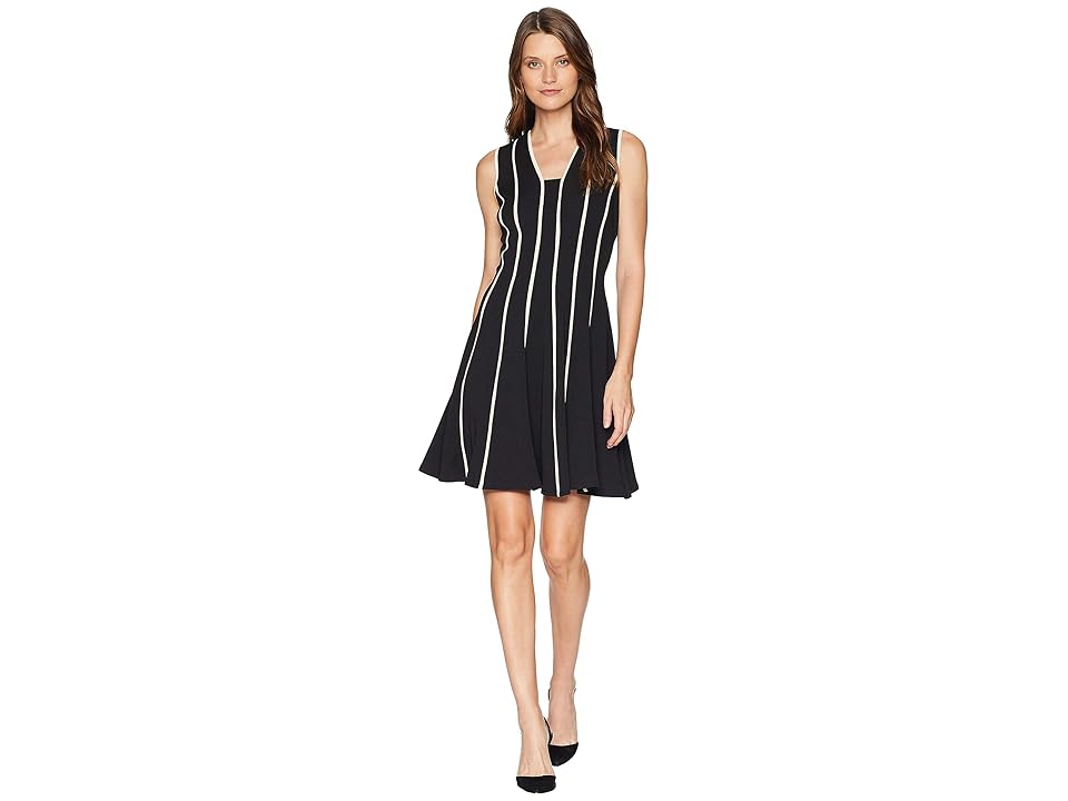 

Gabby Skye Seam Down Fit and Flare (Black/Taupe) Women's Dress