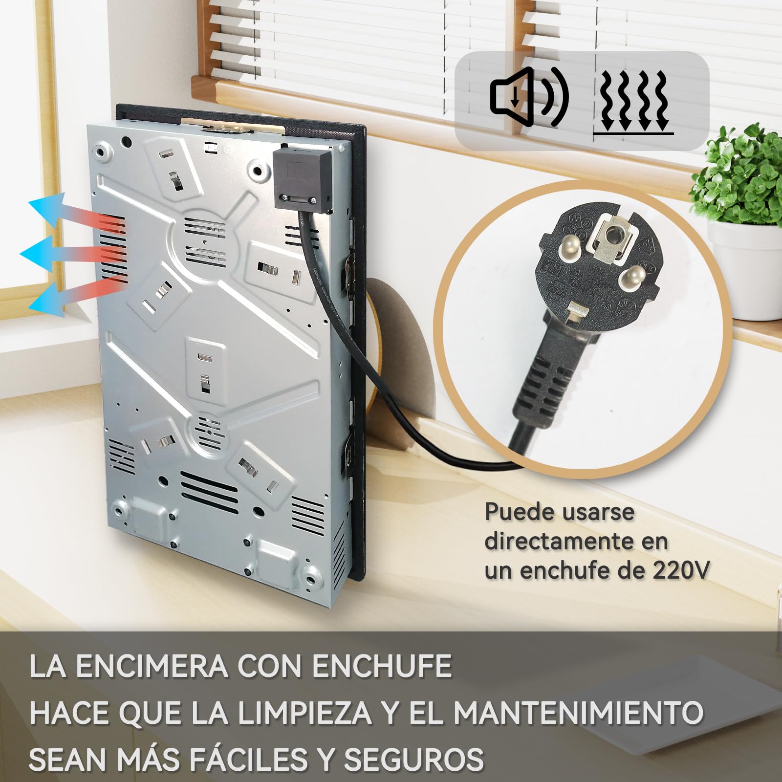 Hermitlux placa vitrocerámica 2 fuegos 28,8cm, 9 niveles de potencia, control táctil, temporizador, seguro para niños, apta para todo tipo de sartenes, 3300W — view 6
