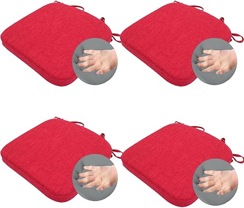 Miniatura 14 de Cojín para silla de comedor con lazos, espuma viscoelástica de 2 pulgadas, almohadilla de asiento y cojín antideslizante para cocina con funda