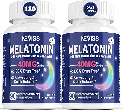 Miniatura 9 de Melatonina sin azúcar de 50 mg para adultos  180 porciones de disolución rápida masticable y sublingual  Melatonina extra fuerte con MSM, selenio y