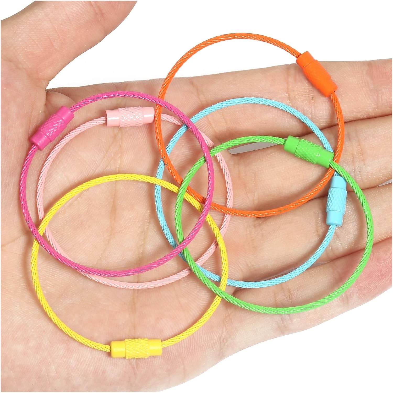 Key Ring Loop,10pcs 50mm Stainless Steel Round Circle Keychain Tag Rope Wire Cable Key Ring Keyrings Connector