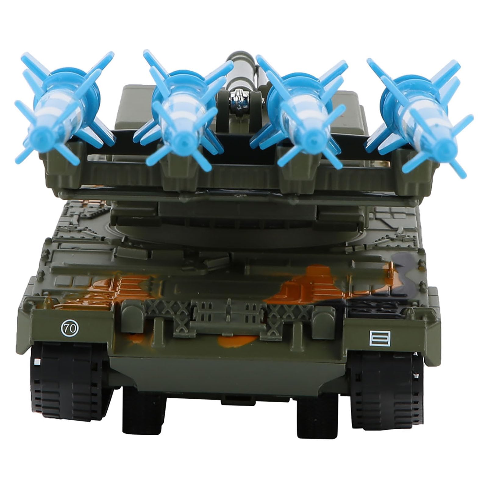 Spielzeugpanzer aus Militärlegierung mit Lenkraketenmodell für, Langlebiges Material, 360°-Drehung, 4 Raketen, Rückzugsfunktion, Wunderbares Kindergeschenk für Spielspaß