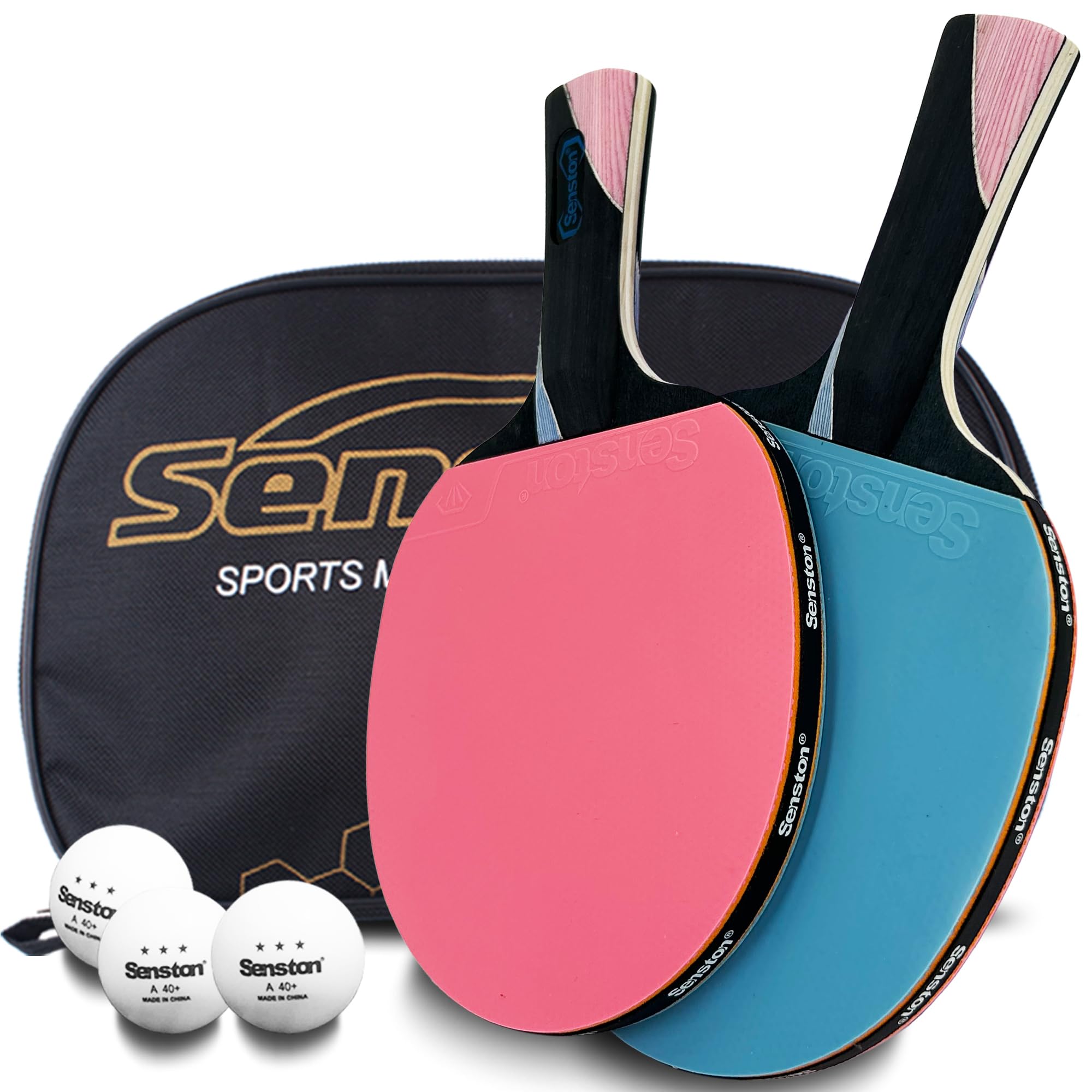 Ping Pong Paddles 5-Ply Wood 2mm Sponge 2 Pack for All Skill Levels | Excellent Spin & Co…