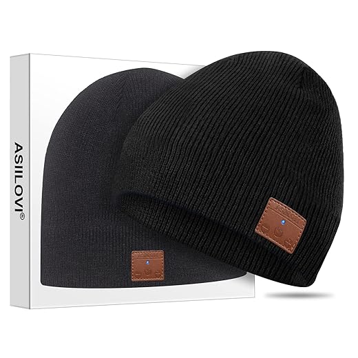 ASIILOVI Bluetooth Beanie, Double-Layer Wool Lining Bluetooth Hat Beanie for Men/Women/Teens/Family, 20hrs Playing, Gift Packaging for Christmas Stocking Stuffers Thanksgiving (001-Black)