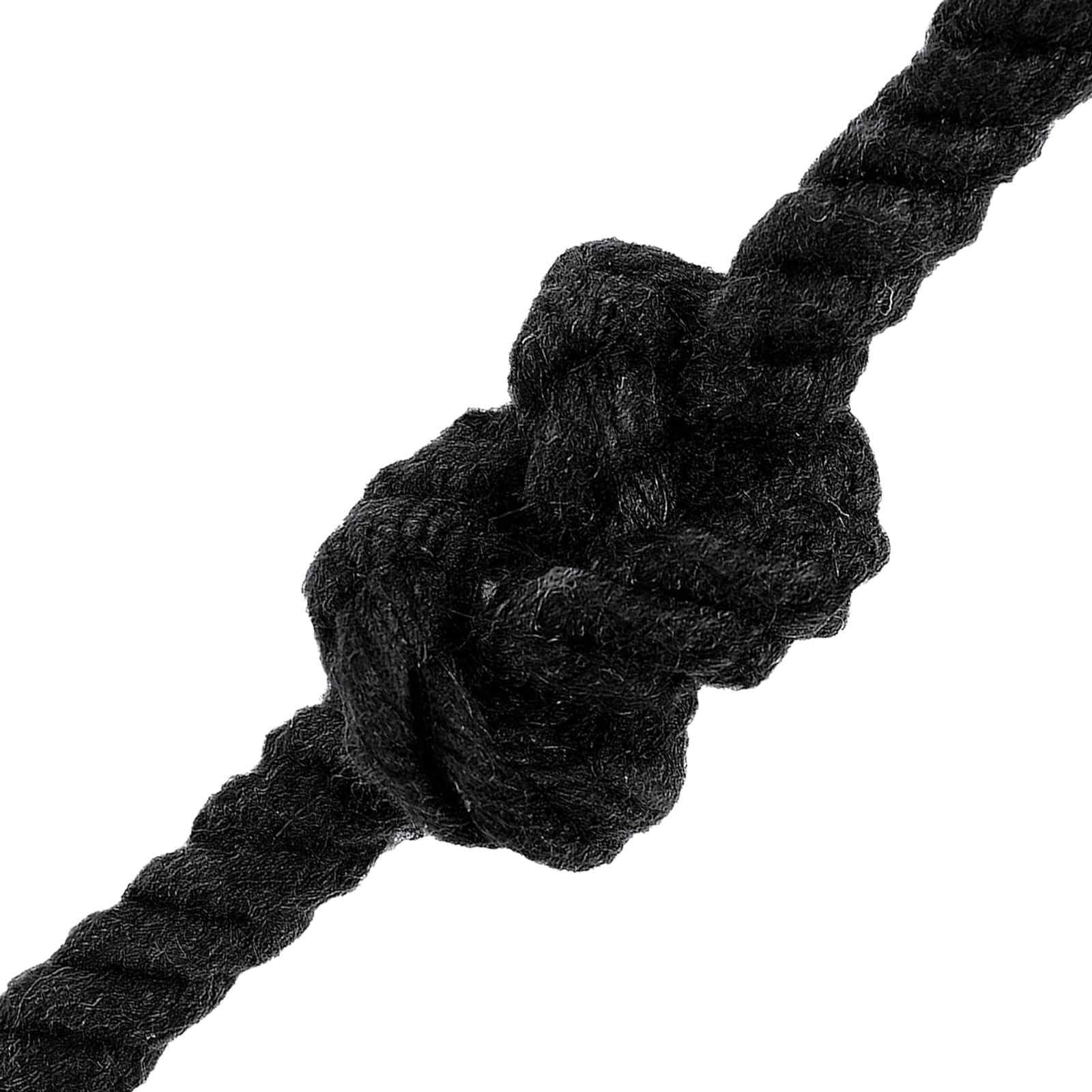 Cuerda de algodón negra 0,8 x 0,8 x 50000 cm, 3 capas, cuerda de rocío, cuerda para interior y exterior, manualidades, macramé, fijación