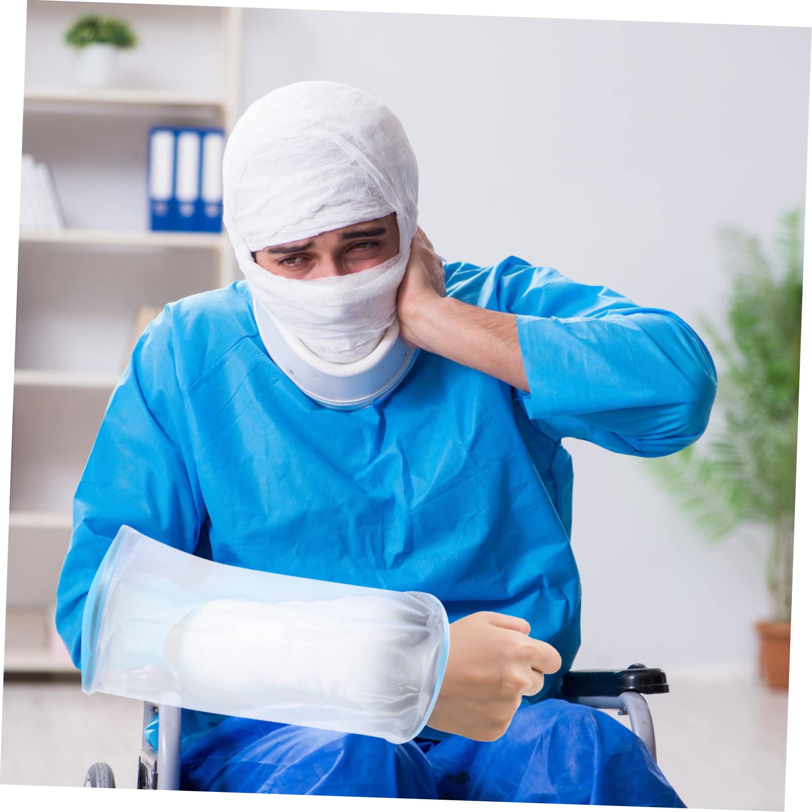 Healeved 3 Stk Duschschutz Armgussabdeckung Ärmelprotektoren handgegossener Verbandschutz kaputte handbrausetasche Gipsabdruckabdeckung Wundabdeckung Duscharm Gussabdeckung PVC Blue