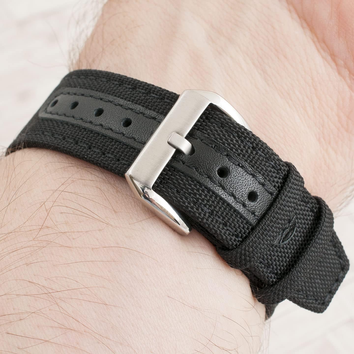 StrapHabit Quick Release Watch Band Replacement Sailcloth Watch Strap - Two Lengths - Nylon Leather Watch Strap - 19mm 20mm 21mm 22mm