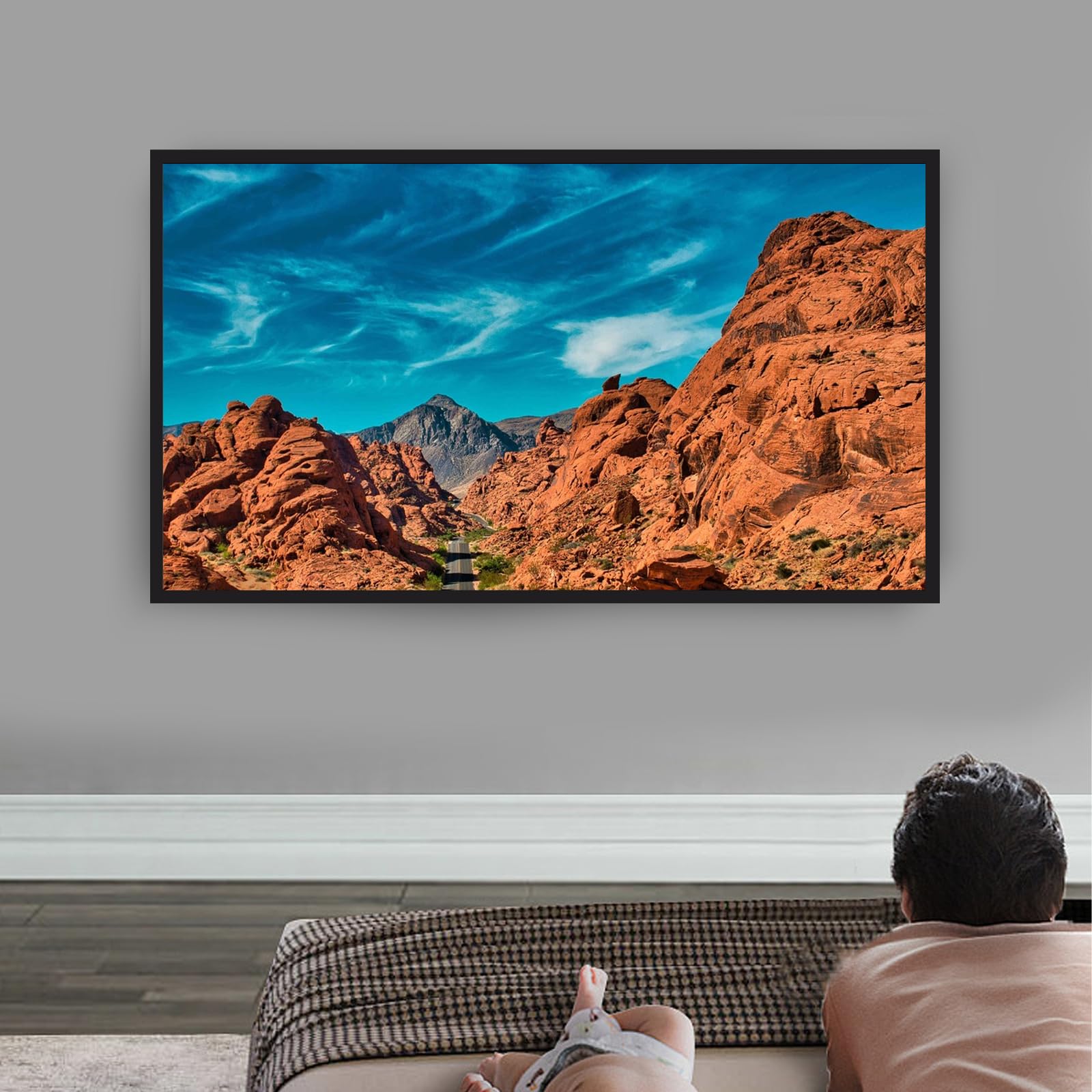 Schermo di proiezione 110" 16:9 Schermo di proiezione Montaggio a parete Grande Home Cinema Presentazione Telaio in lega di alluminio Telaio Proiettore Tela per Home Cinema Interno/Esterno Film