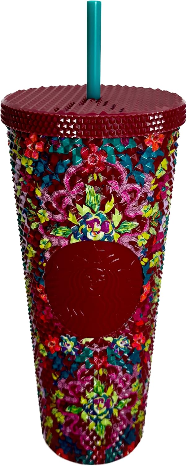 Starbucks Fall 2025 Floral Bling Cold Cup with Reusable Straw, 24oz Limited Edition Collectible Tumbler for Iced Beverages