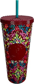Starbucks Fall 2025 Floral Bling Cold Cup with Reusable Straw, 24oz Limited Edition Collectible Tumbler for Iced Beverages