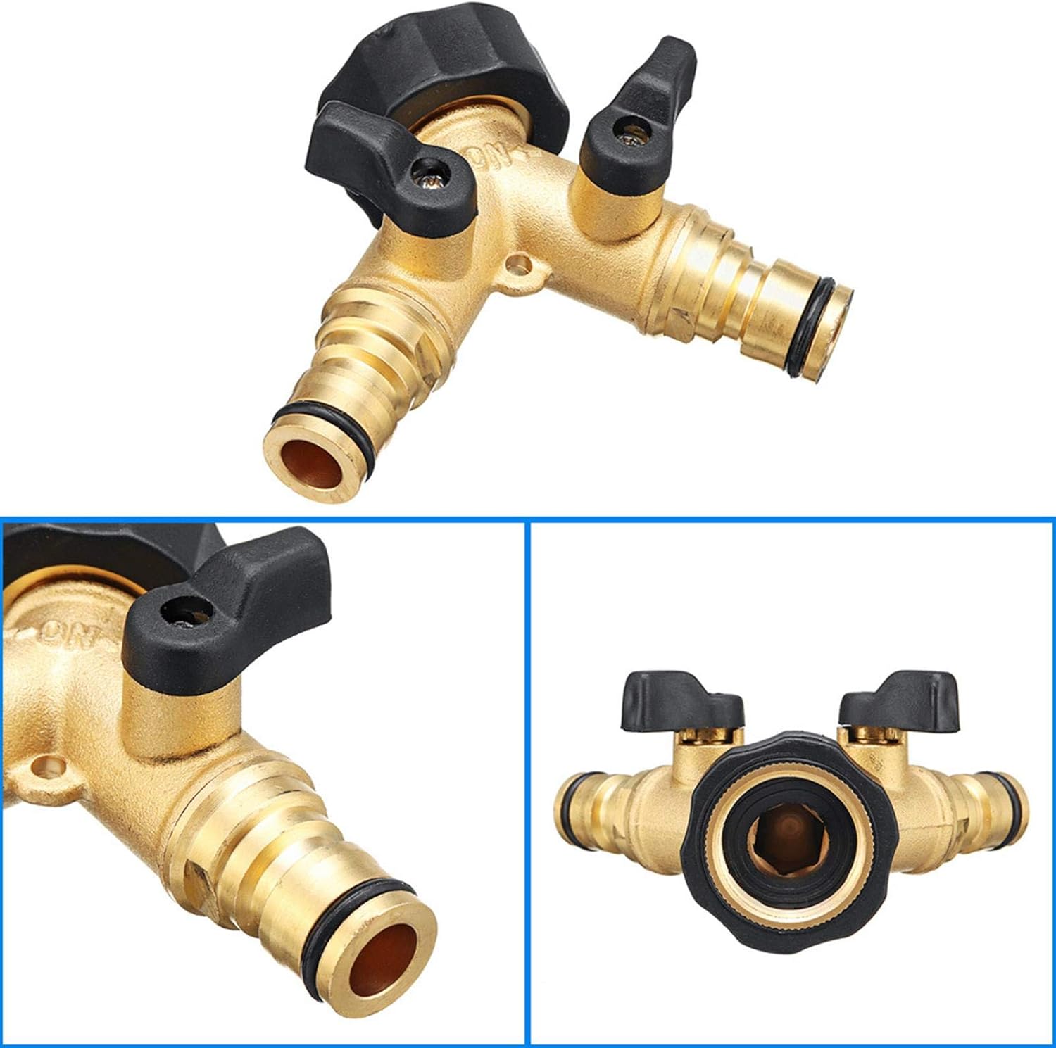 Prom-Note 2-Way Valve Valve 3/4 Inch Garden Tap Distributor Valve Splitter Hose Brass Water Pipe Connection Adapter for Lawn Irrigation - Image 4