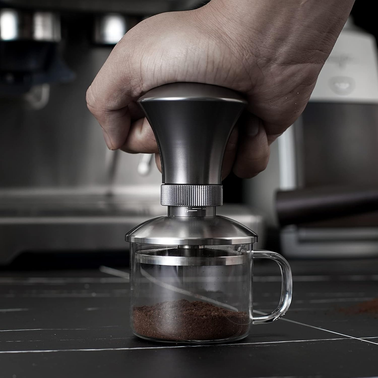 58mm Espresso Tamper | Adjustable Depth | Fits All 58mm Espresso Portafilter | Breville/Rancilio/La Marzocco/etc. | Built-In-Spring Espresso Hand Tamper Tools | Espresso Machine Accessories