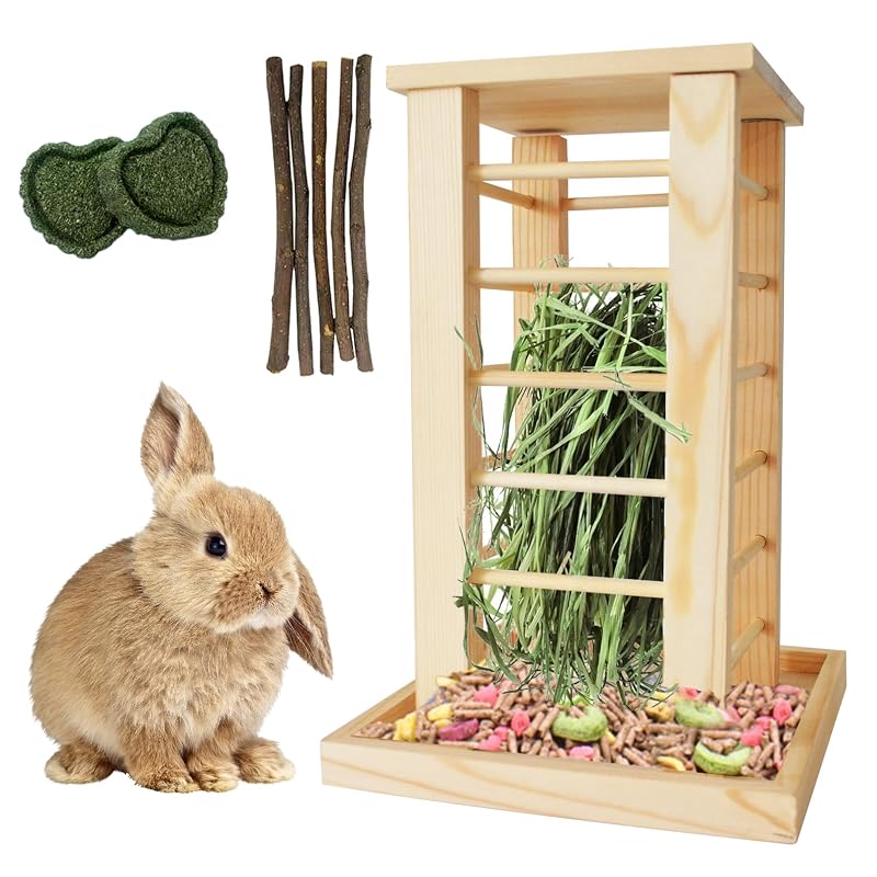 Comedouro para Feno de Madeira kathson para Coelhos e Pequenos Animais BFG085