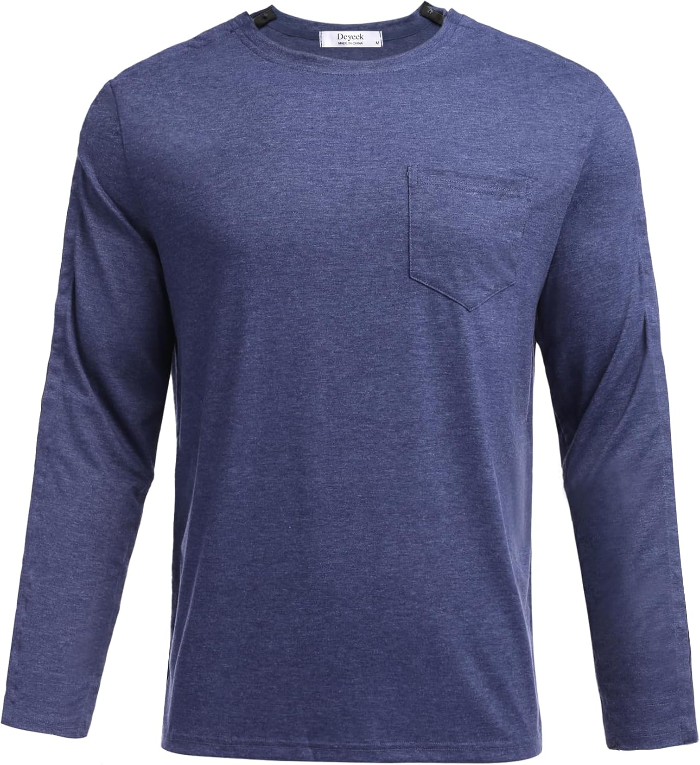 Deyeek Men's Post Shoulder Surgery Recovery Shirts Full Tear Away Long Sleeve Snap Chemo Port Access Shirt - Image 5