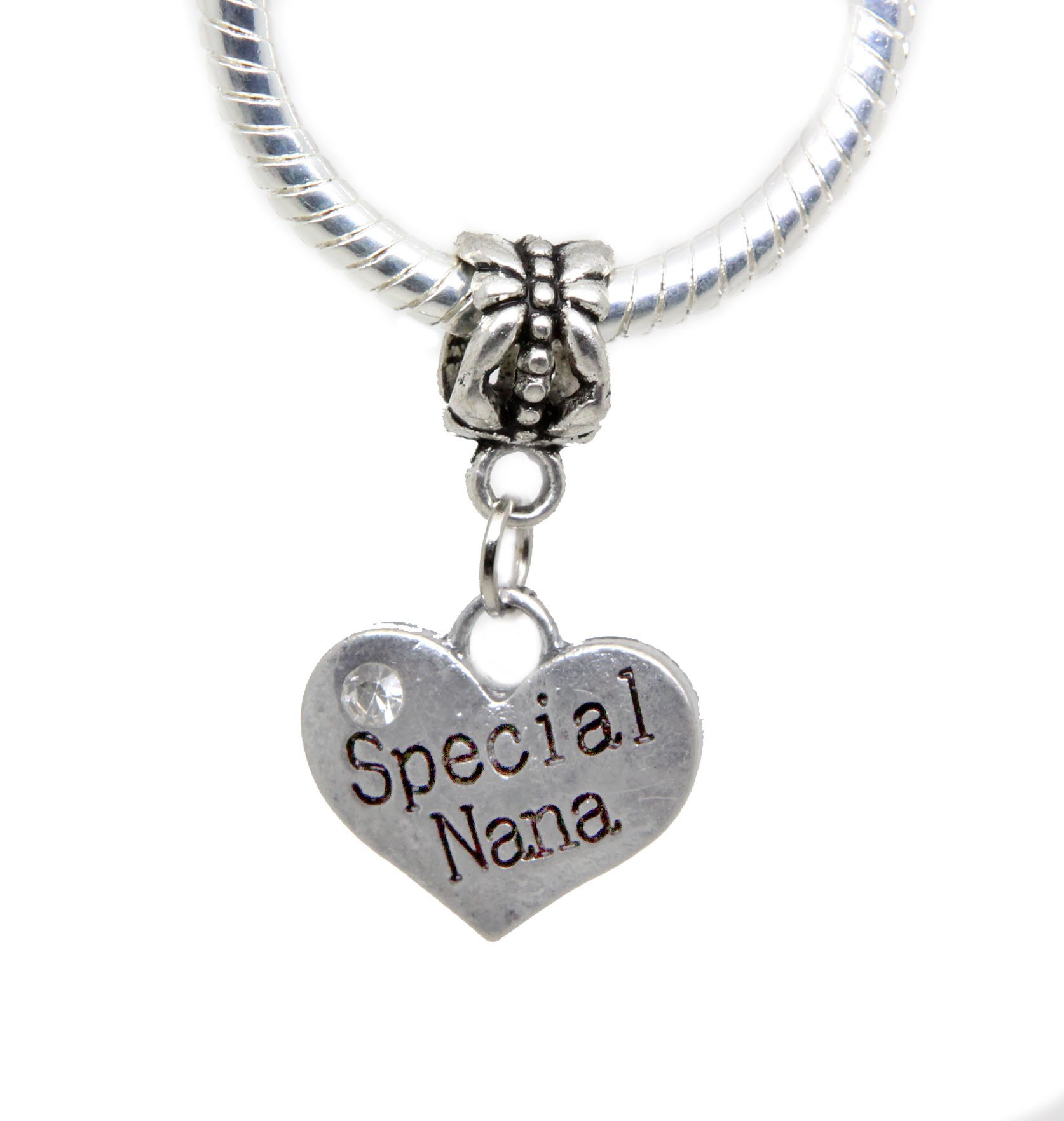 JewelleryJoy Special Nana Message Charms silver tone Charms Pendant In Organza Gift Bag (silver Clip On)